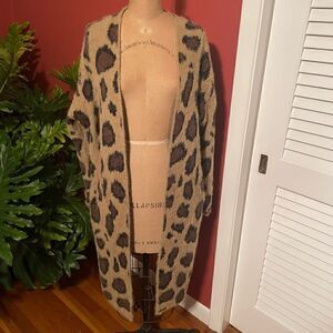 SHE & SKY | animal print long open cardigan OS